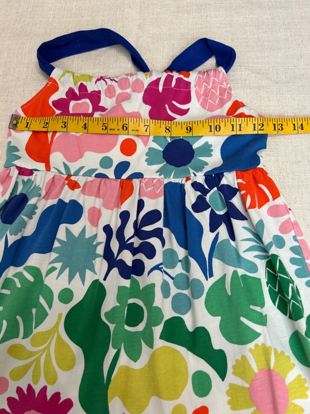 Mini Boden Dress Kids 8/9 Tropical Floral Summer Tiered Vibrant Crossback Beach - Picture 9 of 14